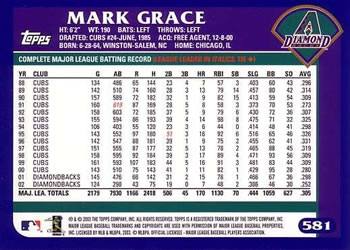 2003 Topps #581 Mark Grace Back