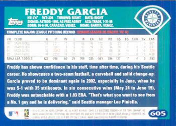 2003 Topps #605 Freddy Garcia Back