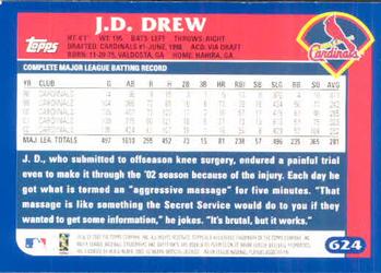 2003 Topps #624 J.D. Drew Back