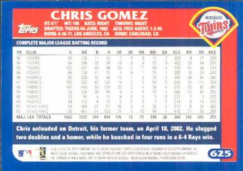 2003 Topps #625 Chris Gomez Back