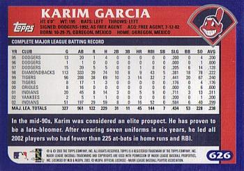 2003 Topps #626 Karim Garcia Back
