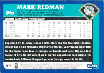 2003 Topps #628 Mark Redman Back