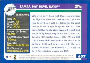 2003 Topps #657 Tampa Bay Devil Rays Back