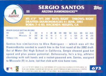 2003 Topps #673 Sergio Santos Back