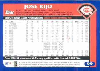 2003 Topps #99 Jose Rijo Back