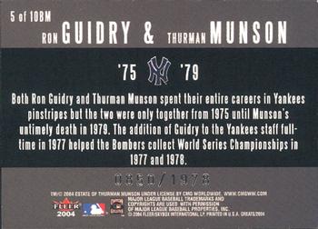 2004 Fleer Greats of the Game - Battery Mates #5 BM Ron Guidry / Thurman Munson Back