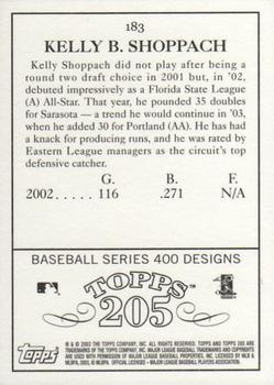 2003 Topps 205 #183 Kelly Shoppach Back