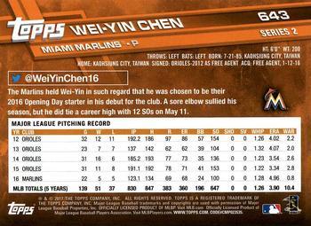 2017 Topps - Limited Edition #643 Wei-Yin Chen Back