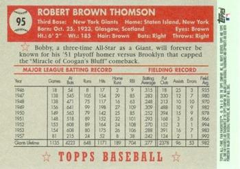 2003 Topps All-Time Fan Favorites #95 Bobby Thomson Back