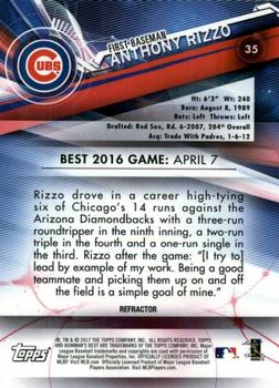 2017 Bowman's Best - Refractor #35 Anthony Rizzo Back