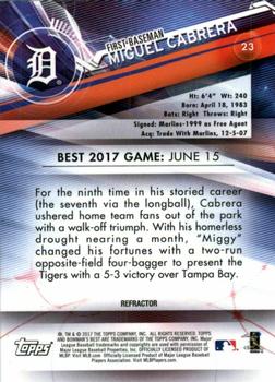 2017 Bowman's Best - Green Refractor #23 Miguel Cabrera Back