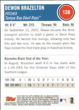 2003 Bazooka #138 Dewon Brazelton Back
