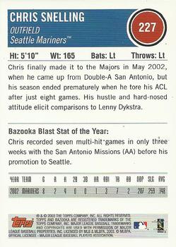 2003 Bazooka #227 Chris Snelling Back