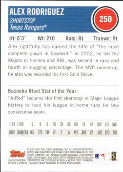 2003 Bazooka #250 Alex Rodriguez Back