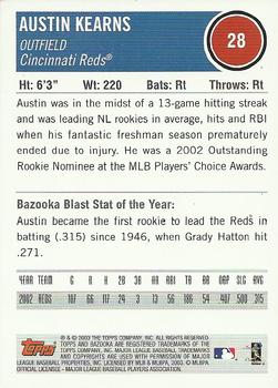 2003 Bazooka #28 Austin Kearns Back