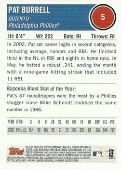 2003 Bazooka #5 Pat Burrell Back