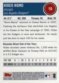 2003 Bazooka #10 Hideo Nomo Back