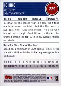 2003 Bazooka #229 Ichiro Back