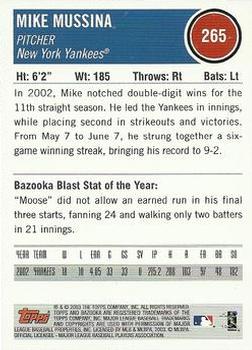 2003 Bazooka #265 Mike Mussina Back
