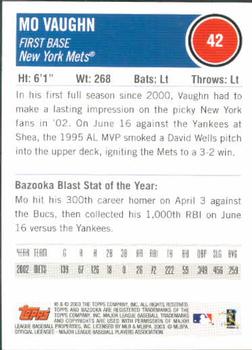 2003 Bazooka #42 Mo Vaughn Back