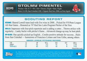 2009 Bowman - Chrome Prospects #BCP6 Stolmy Pimentel Back