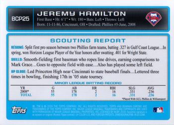 2009 Bowman - Chrome Prospects #BCP25 Jeremy Hamilton Back