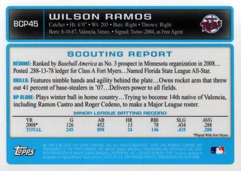 2009 Bowman - Chrome Prospects #BCP45 Wilson Ramos Back
