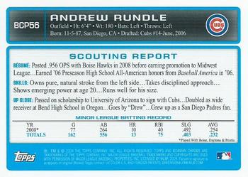 2009 Bowman - Chrome Prospects #BCP56 Andrew Rundle Back