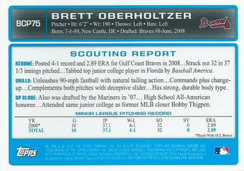 2009 Bowman - Chrome Prospects #BCP75 Brett Oberholtzer Back