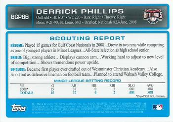 2009 Bowman - Chrome Prospects #BCP86 Derrick Phillips Back