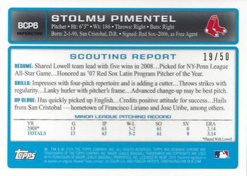 2009 Bowman - Chrome Prospects Gold Refractors #BCP6 Stolmy Pimentel Back