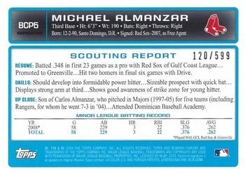 2009 Bowman - Chrome Prospects Refractors #BCP5 Michael Almanzar Back