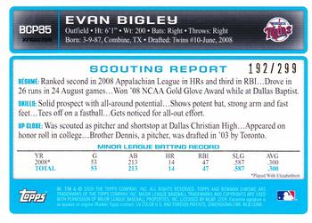 2009 Bowman - Chrome Prospects X-Fractors #BCP35 Evan Bigley Back