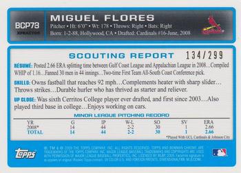 2009 Bowman - Chrome Prospects X-Fractors #BCP73 Miguel Flores Back