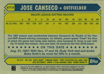 2017 Topps New Era - 1987 Topps Baseball 30th Anniversary #87T-8 Jose Canseco Back