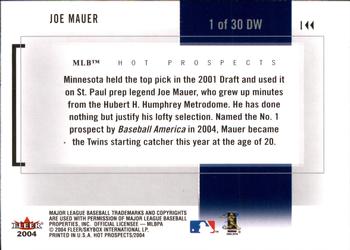 2004 Fleer Hot Prospects Draft Edition - Draft Rewind #1DW Joe Mauer Back