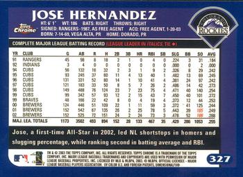 2003 Topps Chrome #327 Jose Hernandez Back