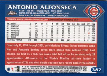 2003 Topps Chrome #387 Antonio Alfonseca Back