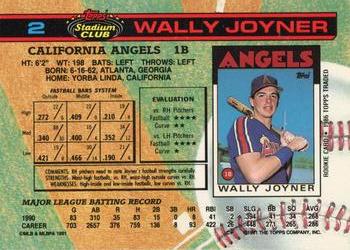 1991 Stadium Club #2 Wally Joyner Back