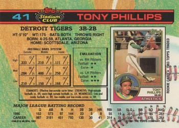 1991 Stadium Club #41 Tony Phillips Back