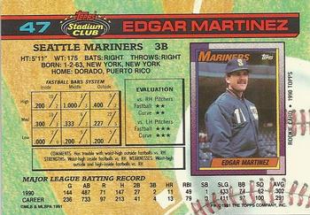 1991 Stadium Club #47 Edgar Martinez Back