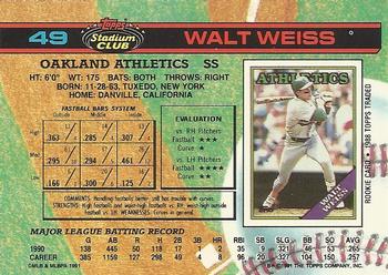 1991 Stadium Club #49 Walt Weiss Back