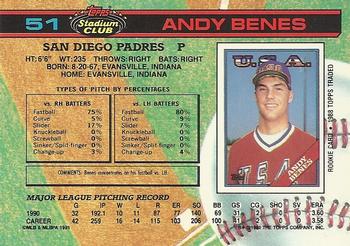 1991 Stadium Club #51 Andy Benes Back