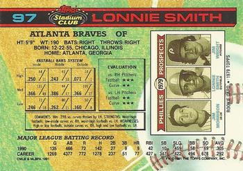 1991 Stadium Club #97 Lonnie Smith Back