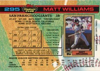1991 Stadium Club #295 Matt Williams Back