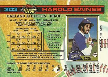1991 Stadium Club #303 Harold Baines Back