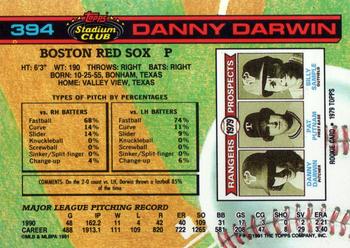 1991 Stadium Club #394 Danny Darwin Back
