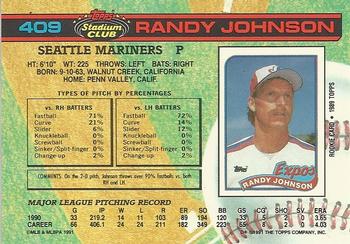 1991 Stadium Club #409 Randy Johnson Back