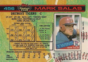 1991 Stadium Club #456 Mark Salas Back