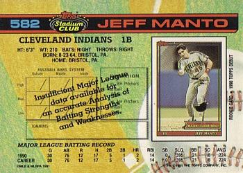 1991 Stadium Club #582 Jeff Manto Back